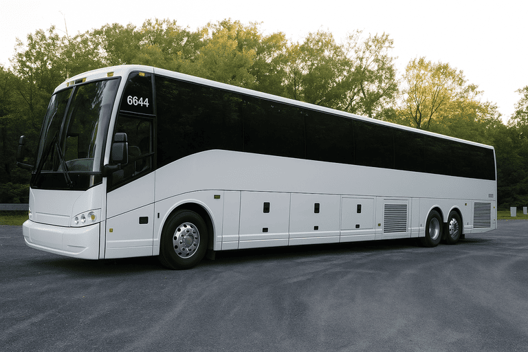 exterior of Charter Bus Rental New Rochelle coach bus